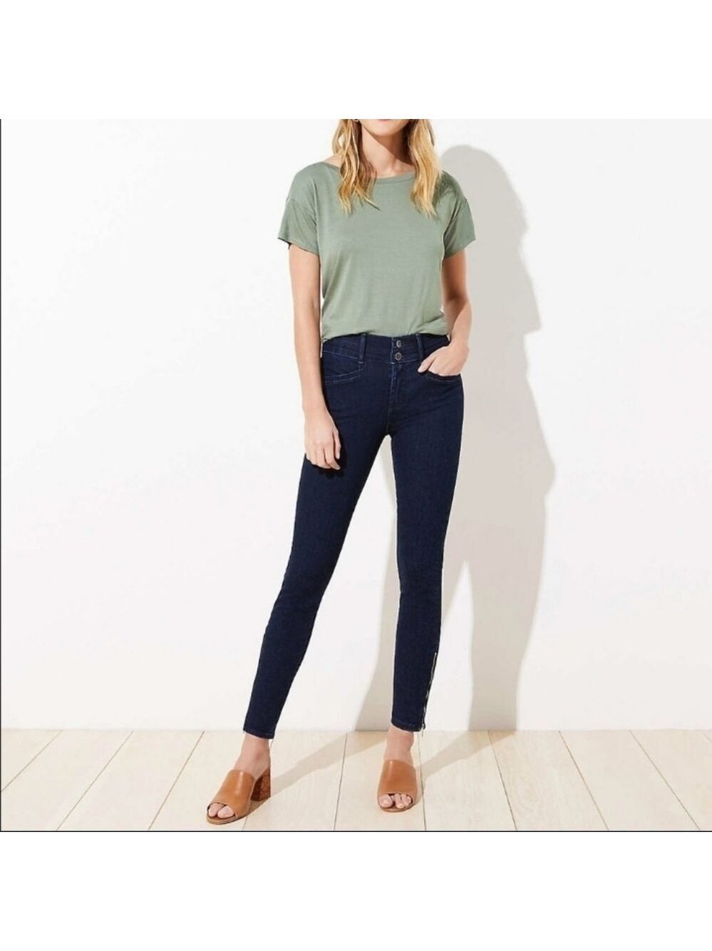 LOFT Ankle Zip Skinny Slim Pockets Jeans